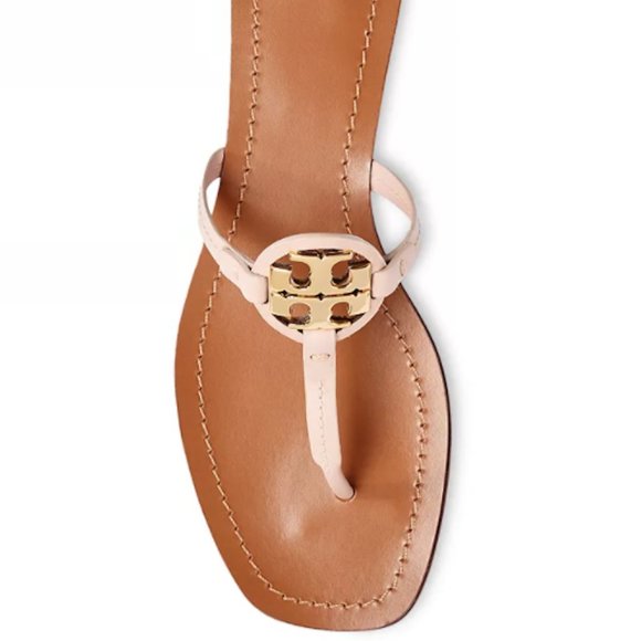 NEW Tory Birch Miller Thong Leather Metal Sandals - Seashell / Gold, Size 7 - Picture 4 of 4